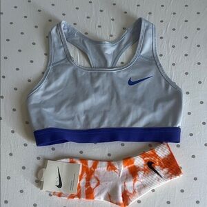 Nike Blue Sports Bra and Orange Socks
